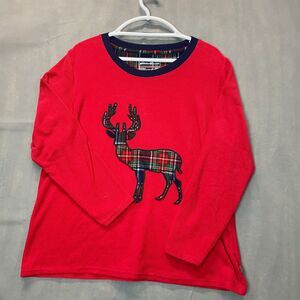Eddie Bauer Sleepwear Women Large Red Reindeer Top Cozy Winter Pullover Casual